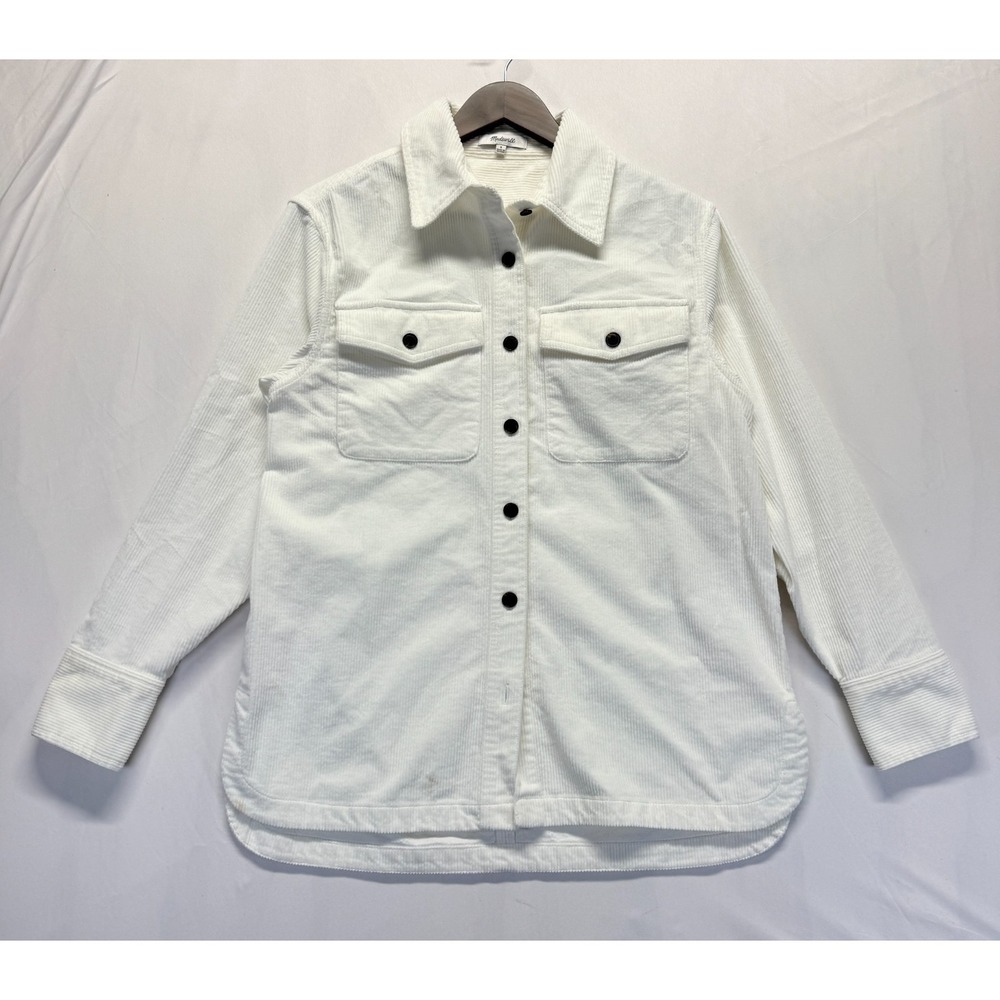 Madewell Corduroy Relaxed Shirt Jacket Womens Small Winter White Oversized Fit